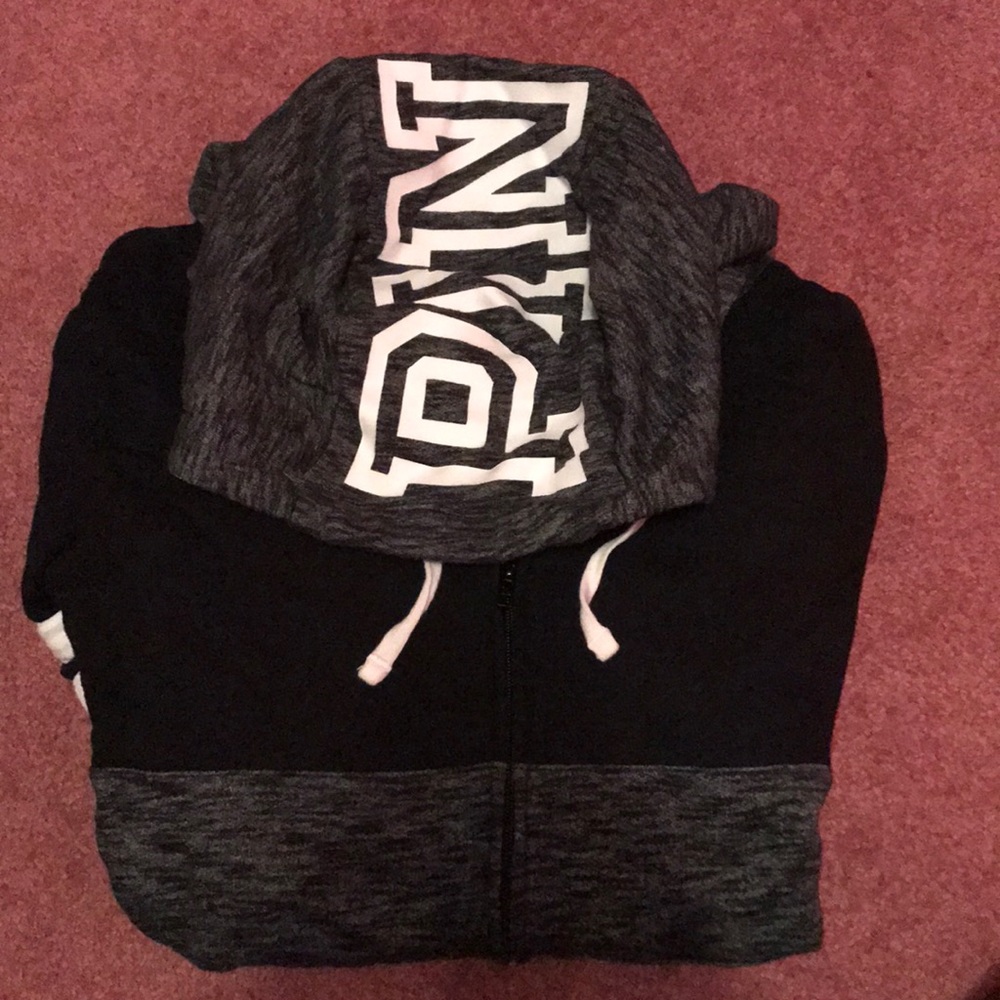 PINK black zip up sweatshirt